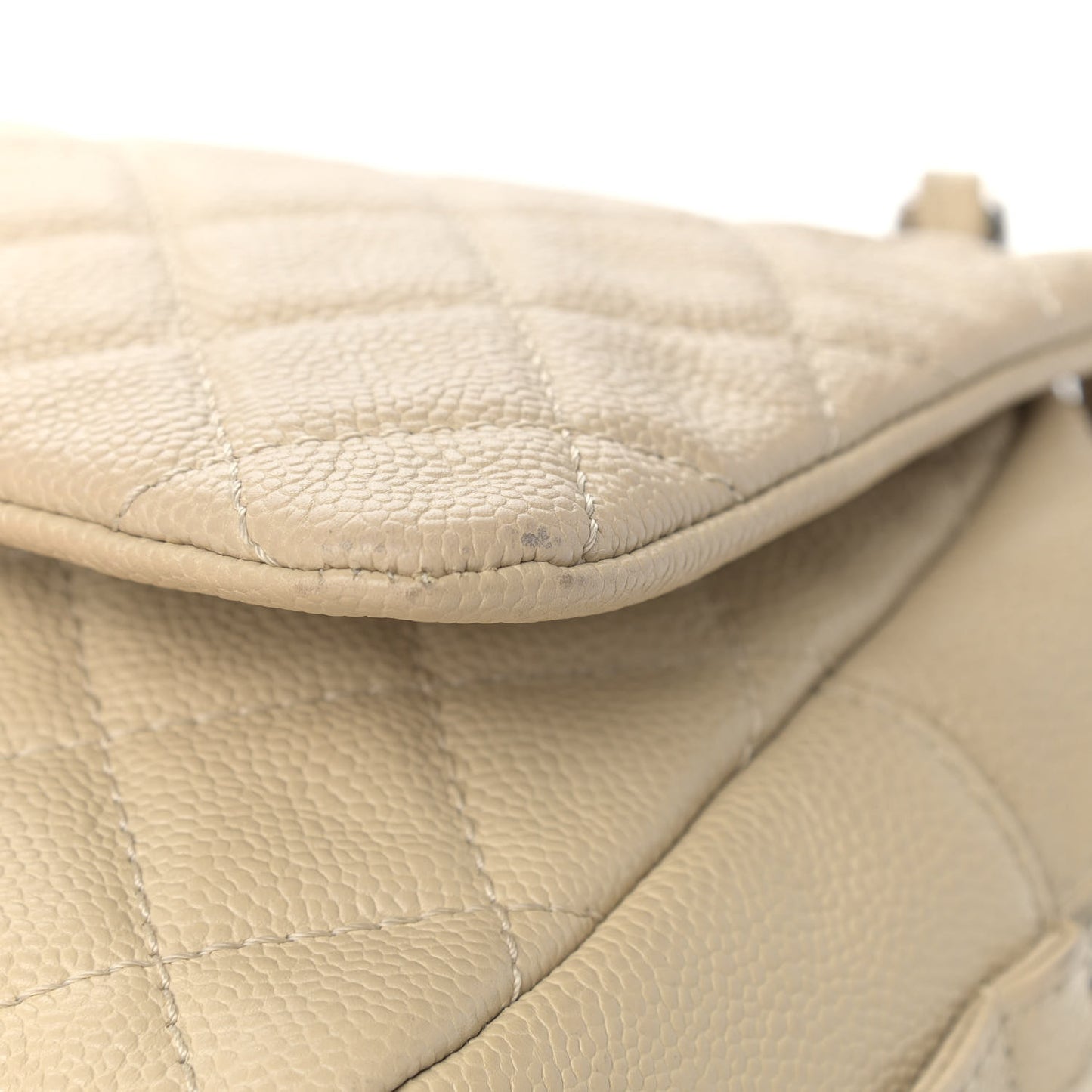 Caviar Quilted Jumbo Easy Flap Beige