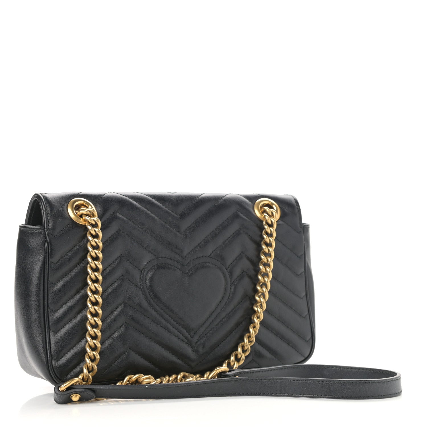 Gucci Calfskin Matelasse Small GG Marmont Shoulder Bag Black 3 of 13