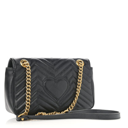 Gucci Calfskin Matelasse Small GG Marmont Shoulder Bag Black 3 of 13