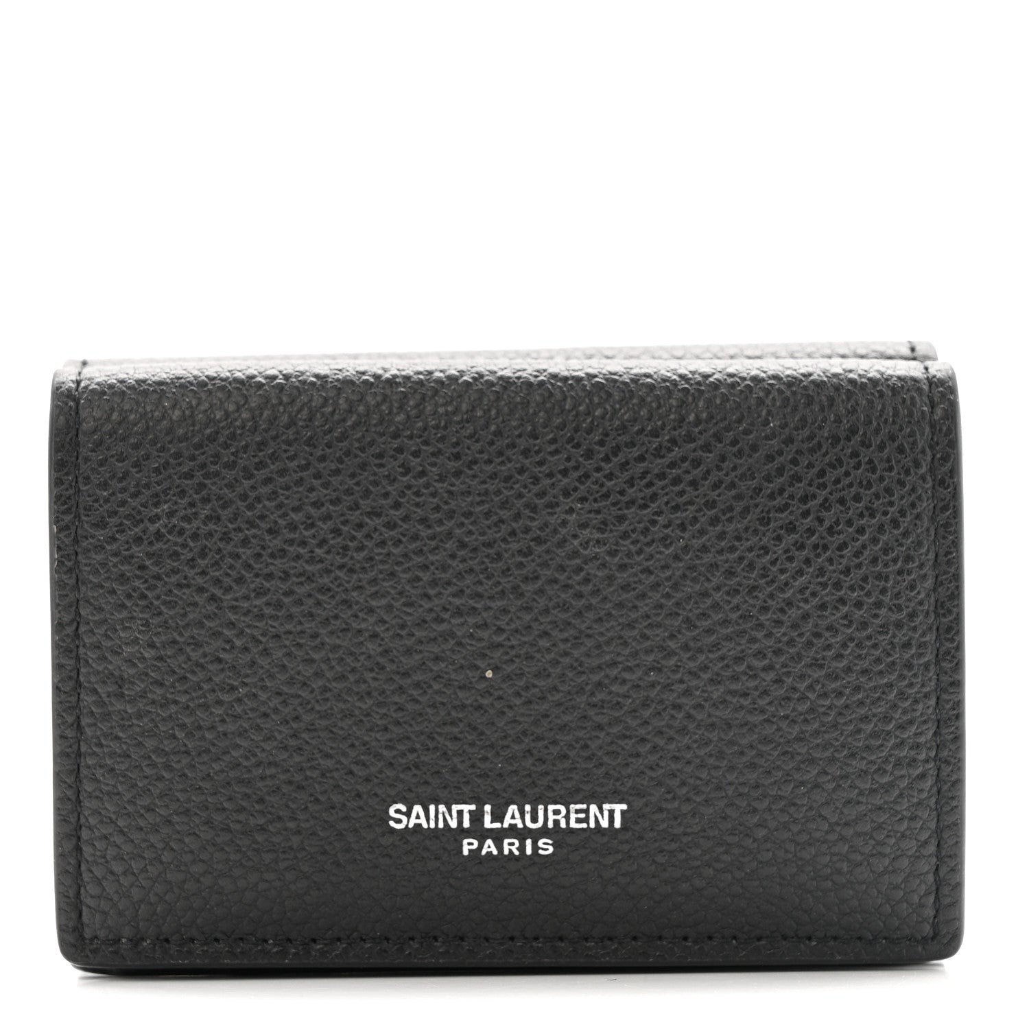 Saint Laurent Grained Calfskin Paris Petite Compact Wallet Black 1 of 9