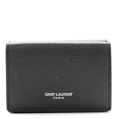 Saint Laurent Grained Calfskin Paris Petite Compact Wallet Black 1 of 9