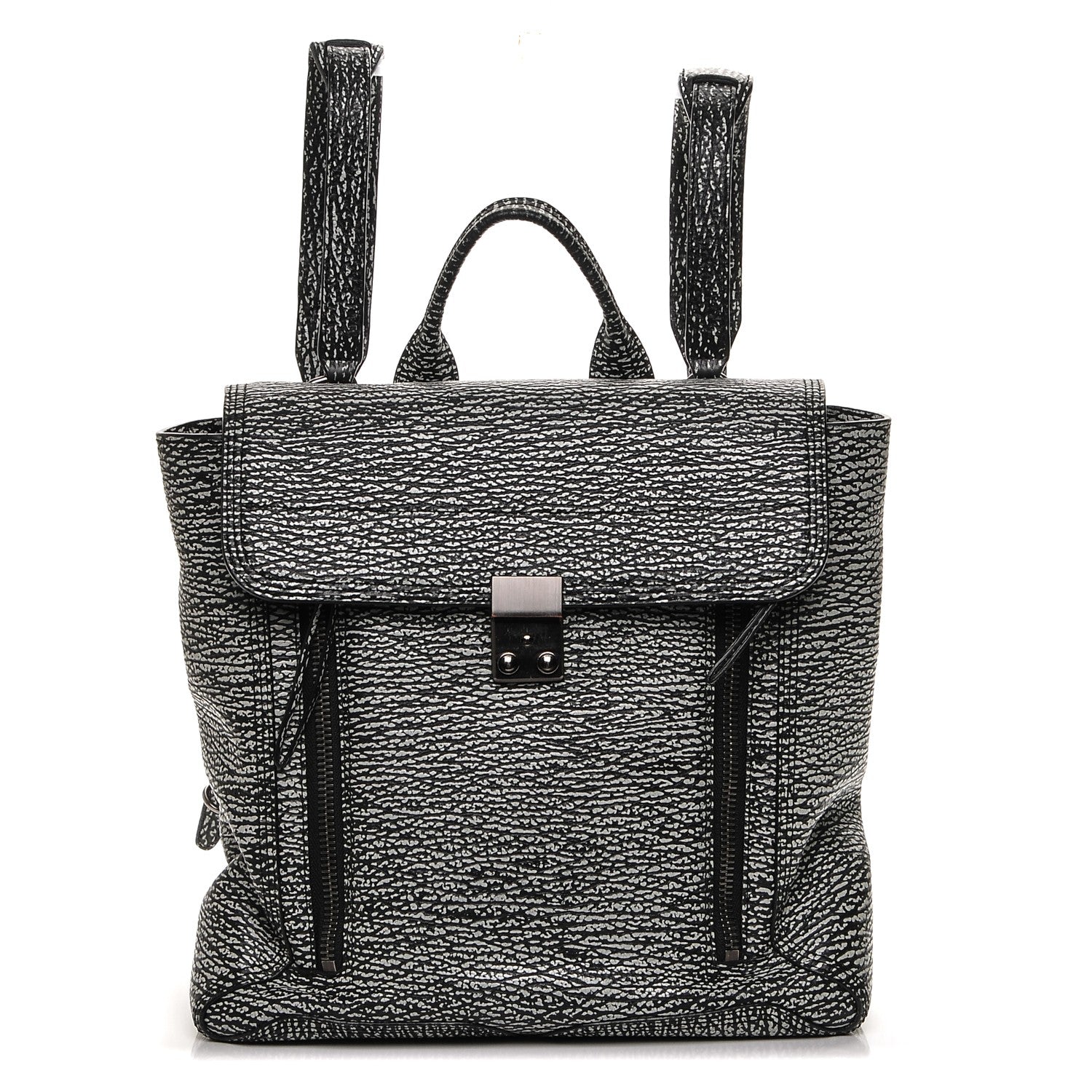 3.1 Phillip Lim 3.1 Textured Calfskin Pashli Backpack Black Cream 1 of 7