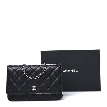 Chanel Lambskin Quilted Wallet On Chain WOC Black 12 of 12