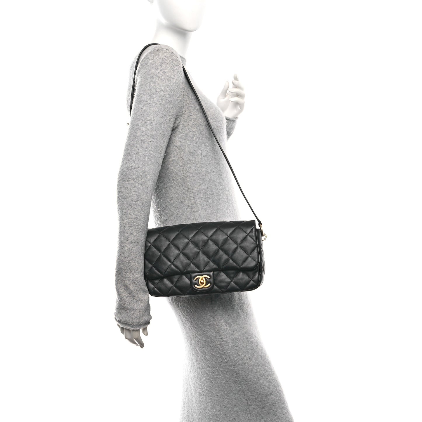 Lambskin Quilted Crossbody Flap Black