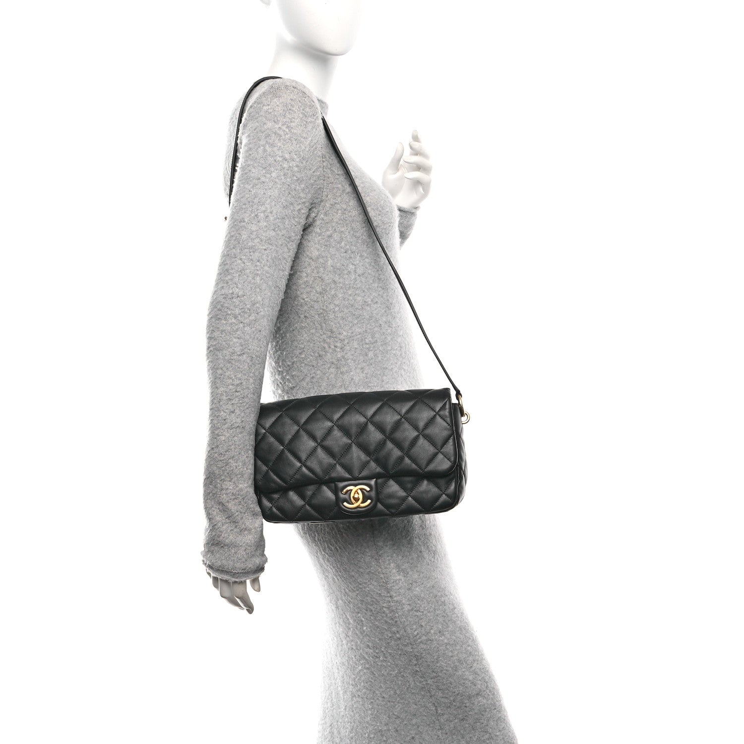 Chanel Lambskin Quilted Crossbody Flap Black 2 of 10