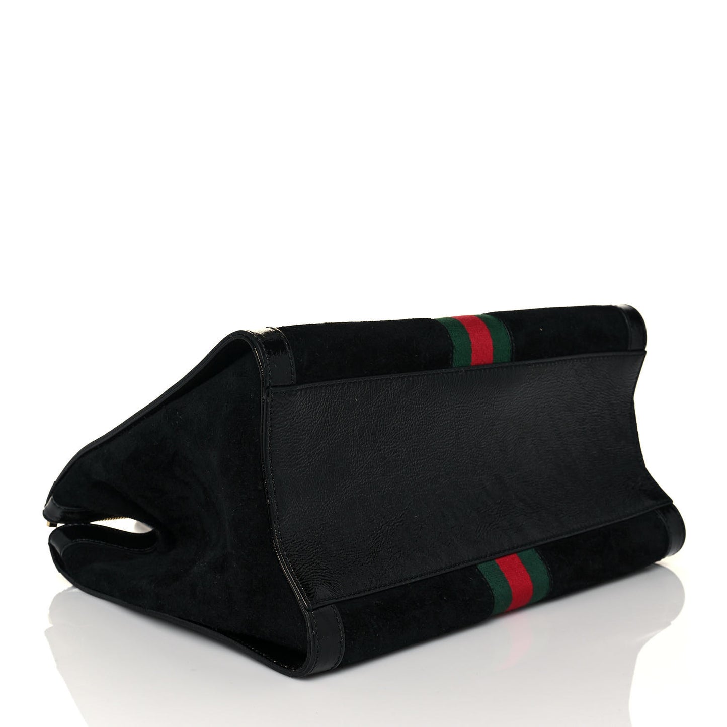 Suede Patent GG Web Medium Ophidia Tote Bag Black