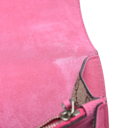 Gucci GG Supreme Monogram Suede Pierced Heart Embroidered Medium Dionysus Shoulder Bag Beige Ebony Pink Tropical Flower 17 of 20
