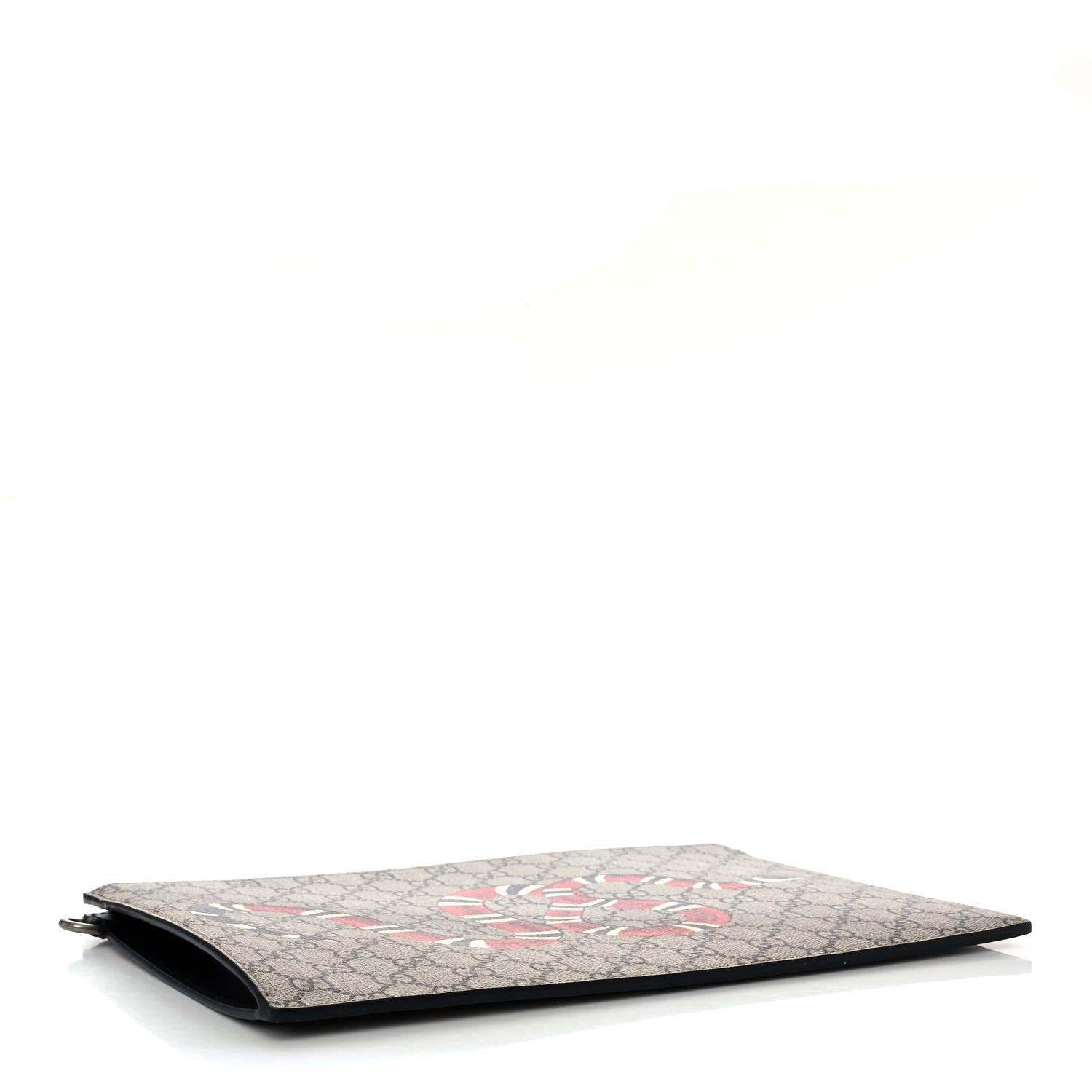 Gucci GG Supreme Monogram Kingsnake Zip Wristlet Pouch Beige Black 4 of 9