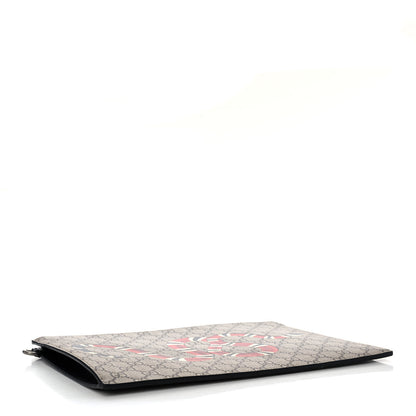 Gucci GG Supreme Monogram Kingsnake Zip Wristlet Pouch Beige Black 4 of 9