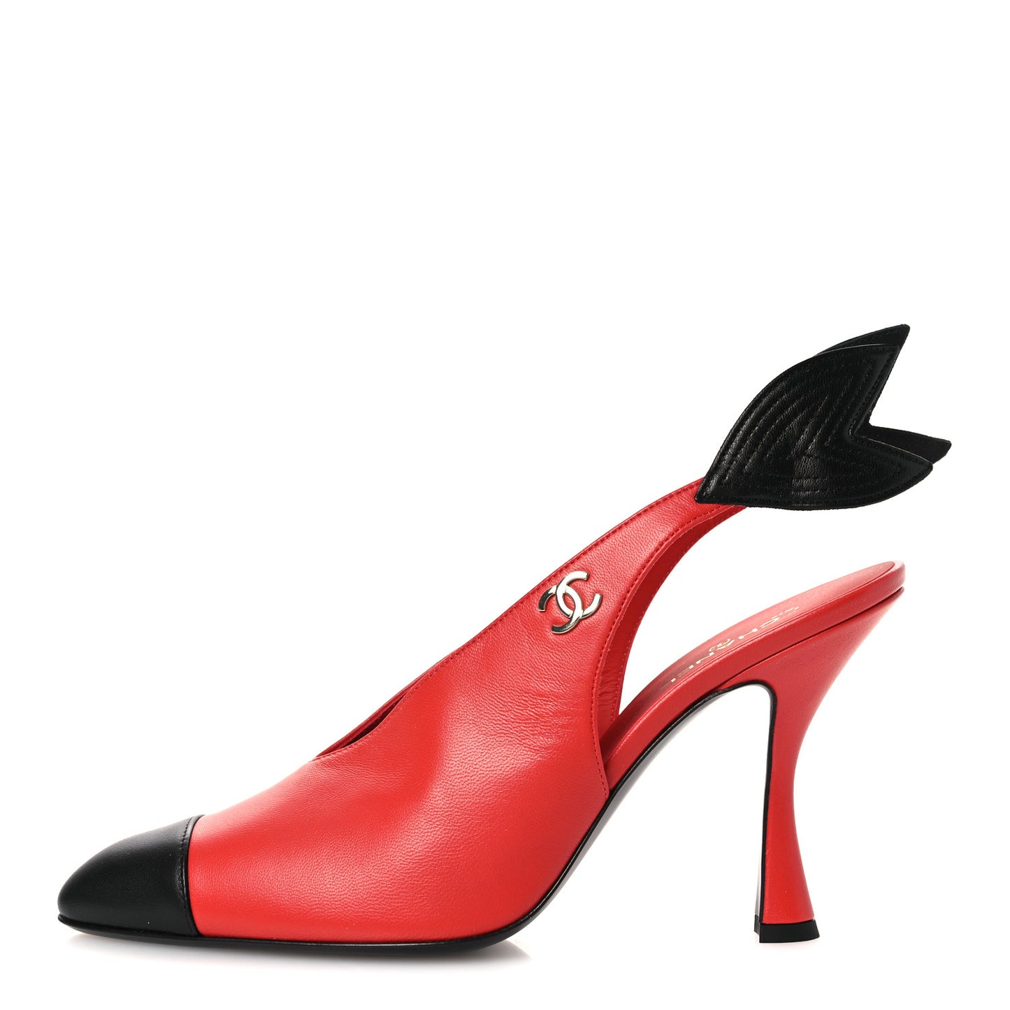Lambskin Slingback Pumps 40.5 Black White