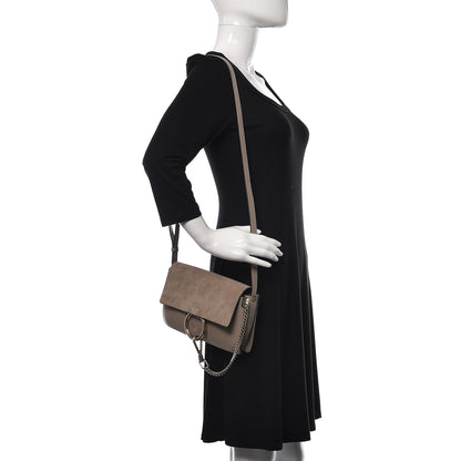 Chloe Suede Calfskin Small Faye Shoulder Bag Motty Grey 2 of 15