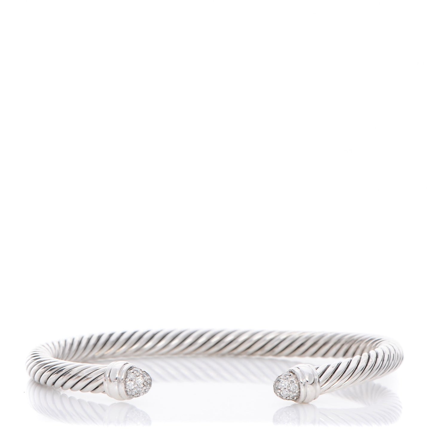 Sterling Silver Pave Diamond 5mm Cable Classics Bracelet