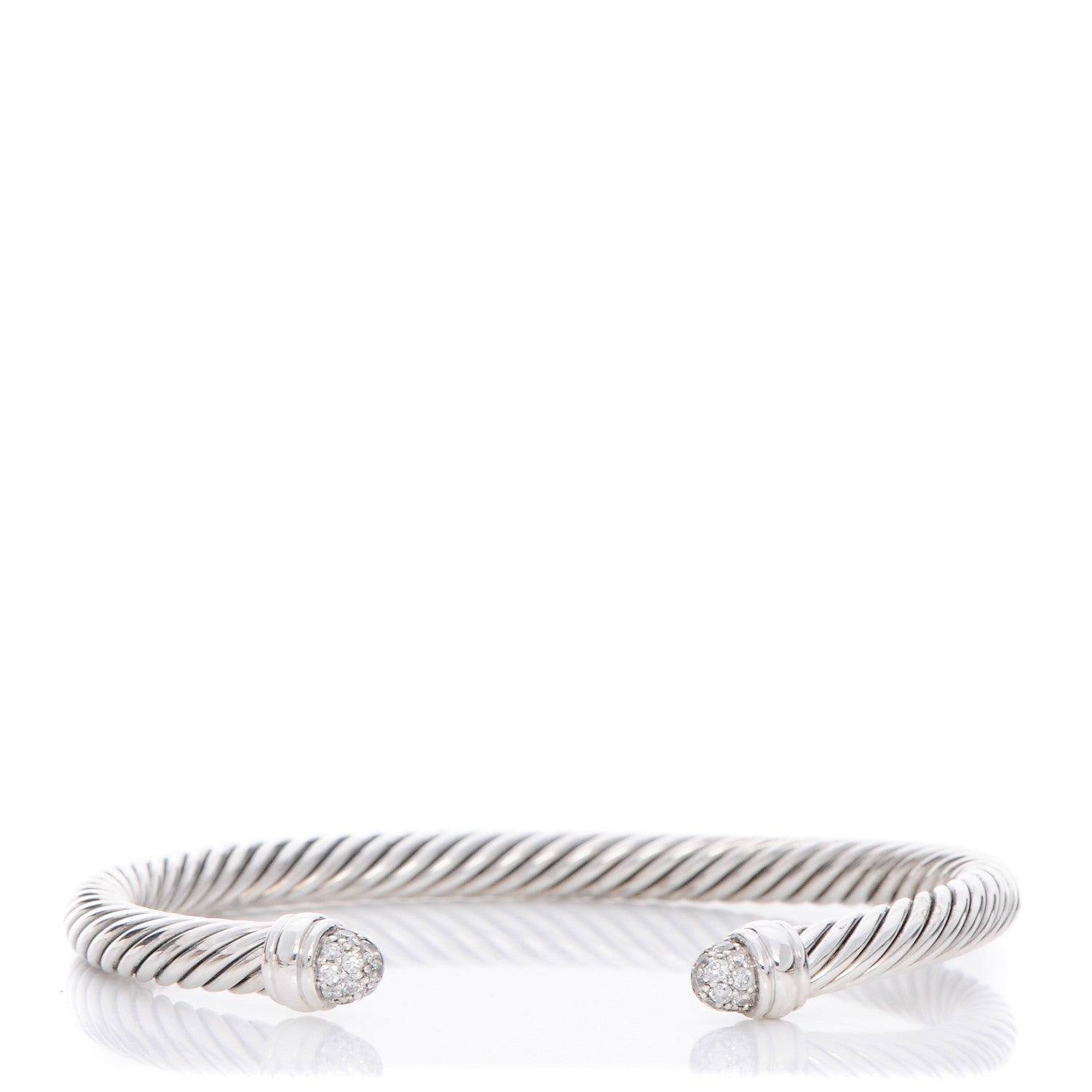 David Yurman Sterling Silver Pave Diamond 5mm Cable Classics Bracelet 1 of 5