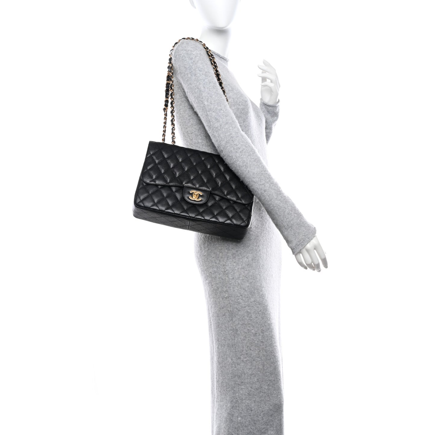 Caviar Quilted Jumbo Single Flap Black