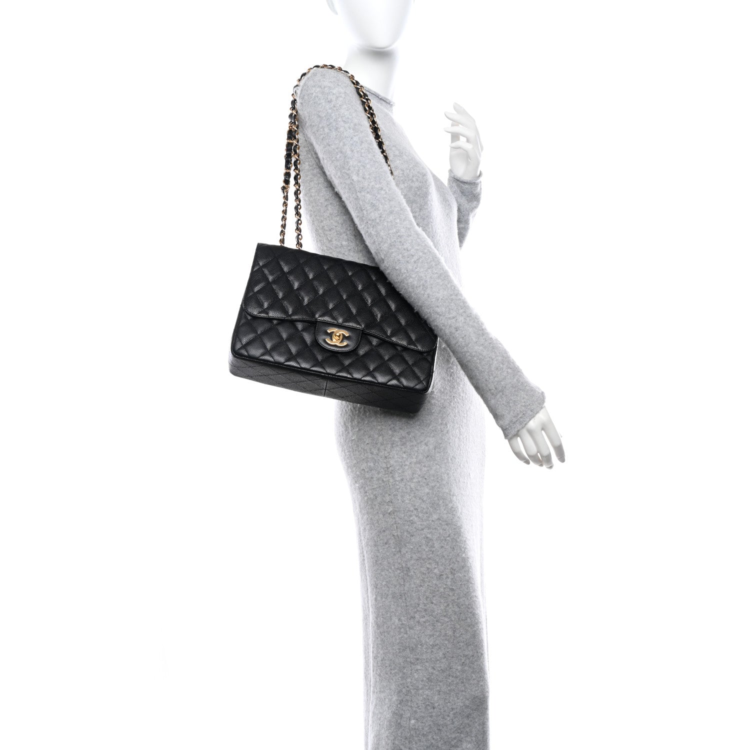 Chanel Caviar Quilted Jumbo Single Flap Black 2 of 10