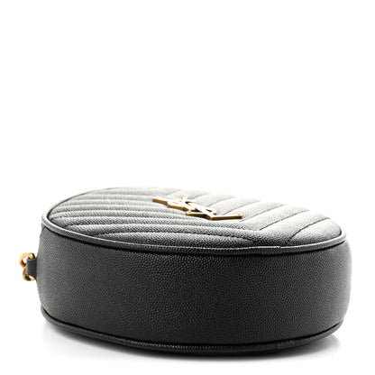 Saint Laurent Grain De Poudre Matelasse Chevron Quilted Round Vinyle Camera Bag Black 4 of 11