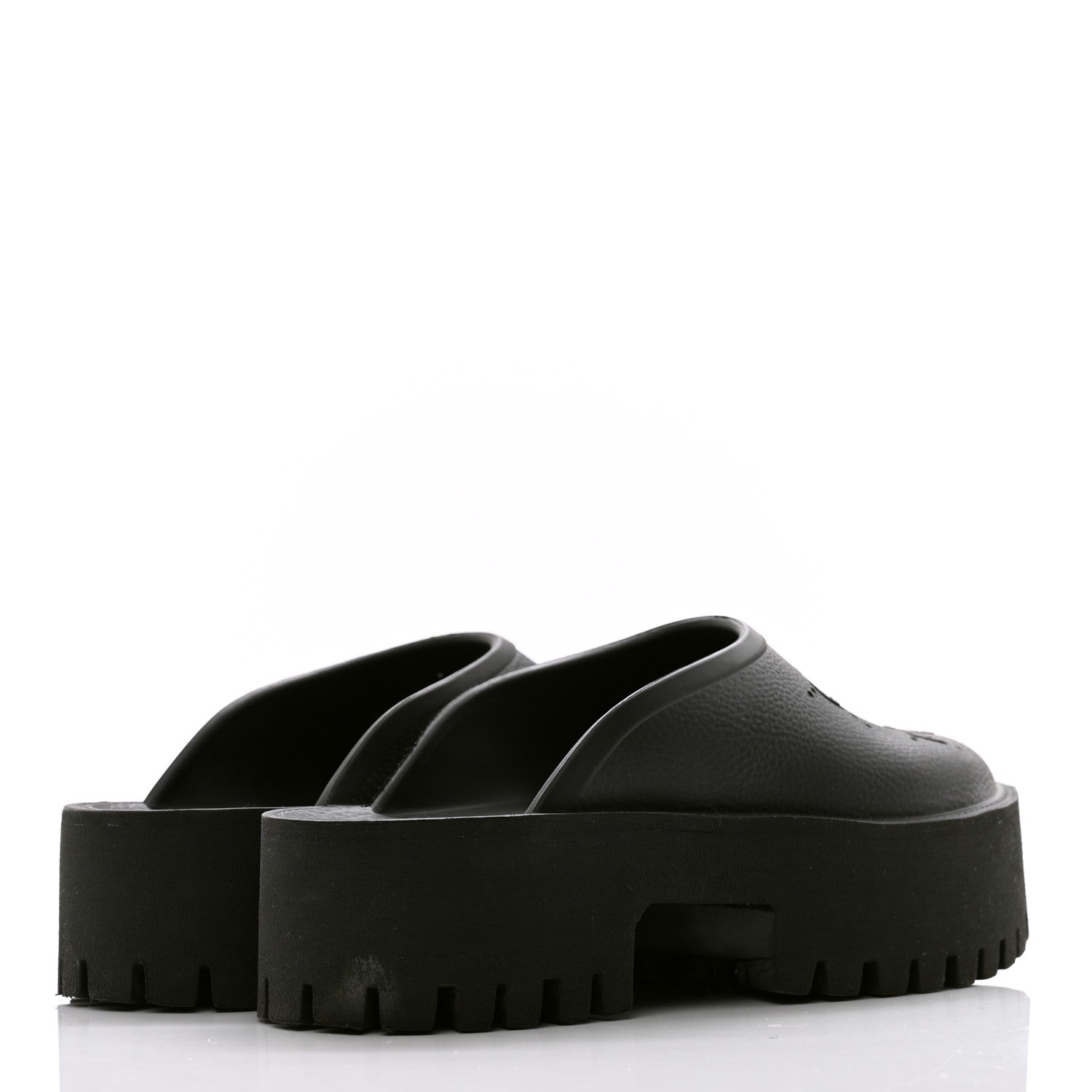Gucci Rubber GG Monogram Perforated Elea Platform 55mm Lug Sole Sandals 38 Black 4 of 10