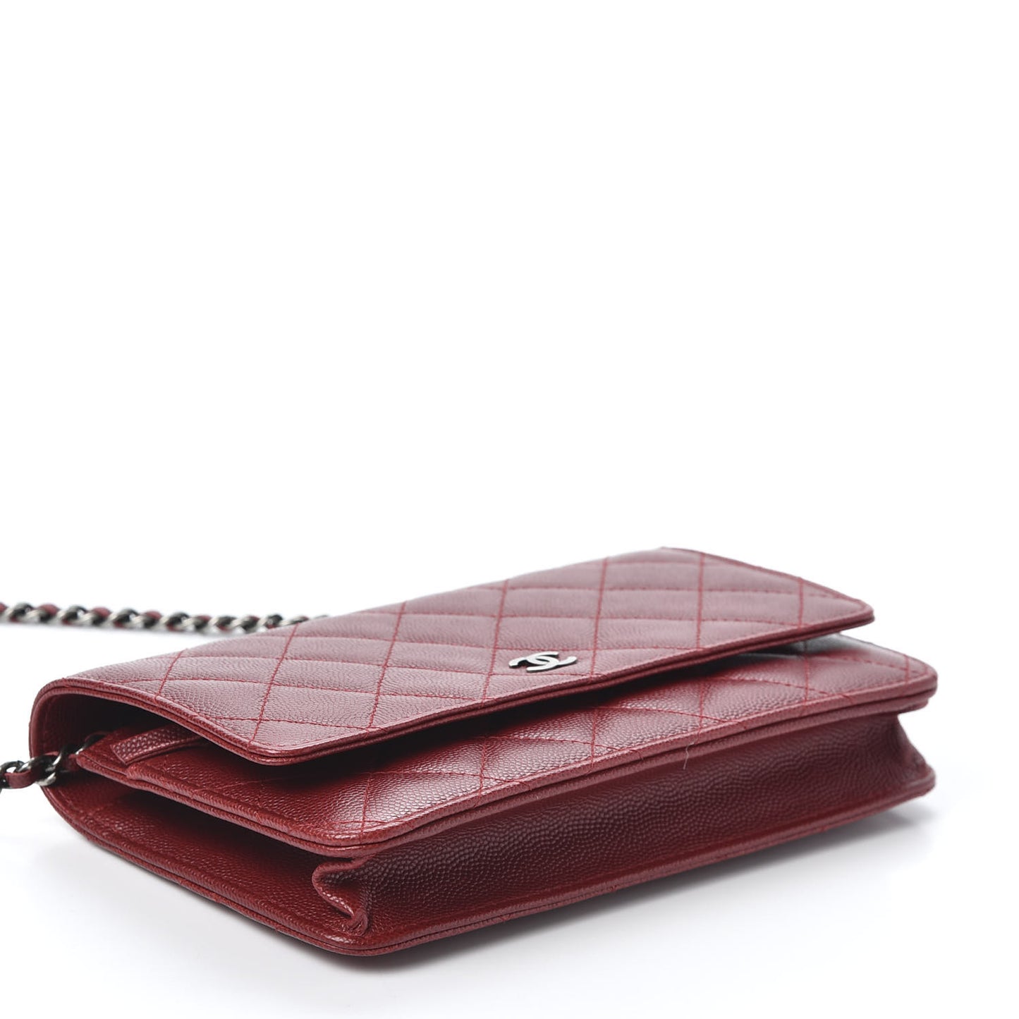 Caviar Quilted Wallet on Chain WOC Red