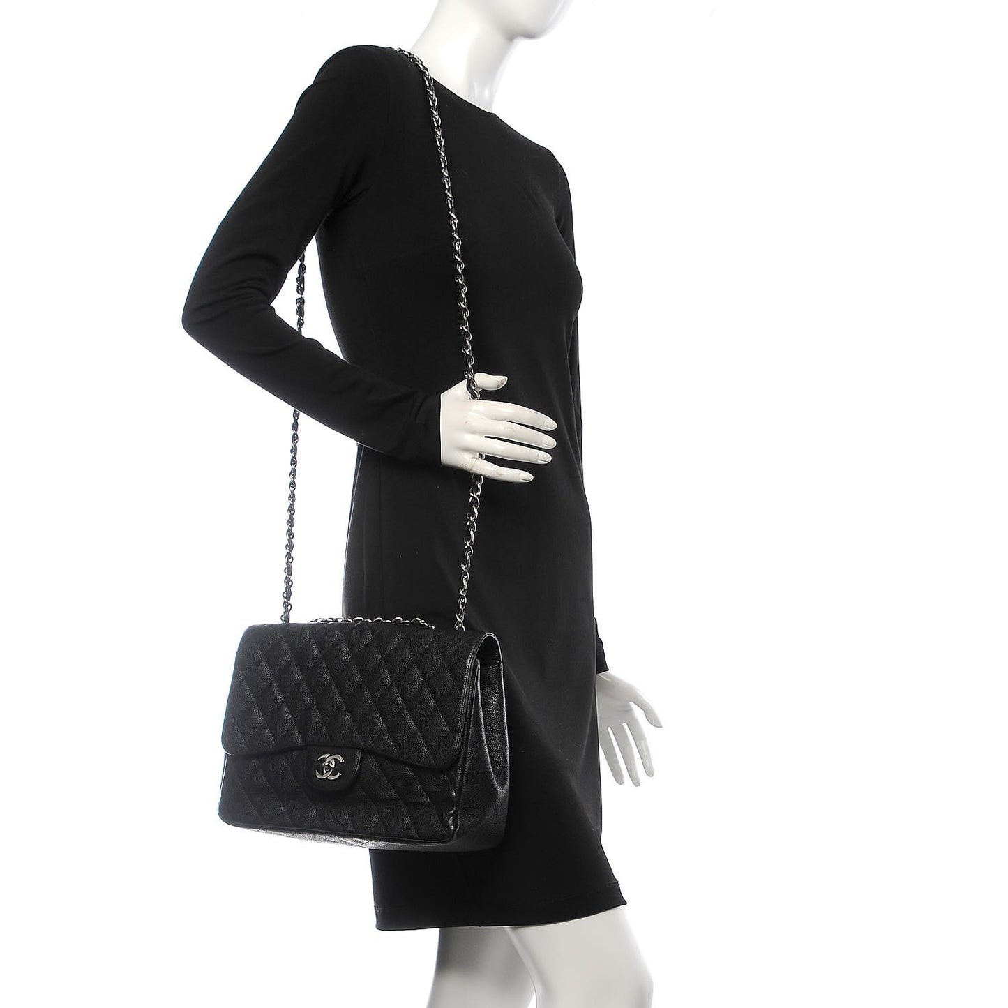 Caviar Quilted Jumbo Single Flap Black