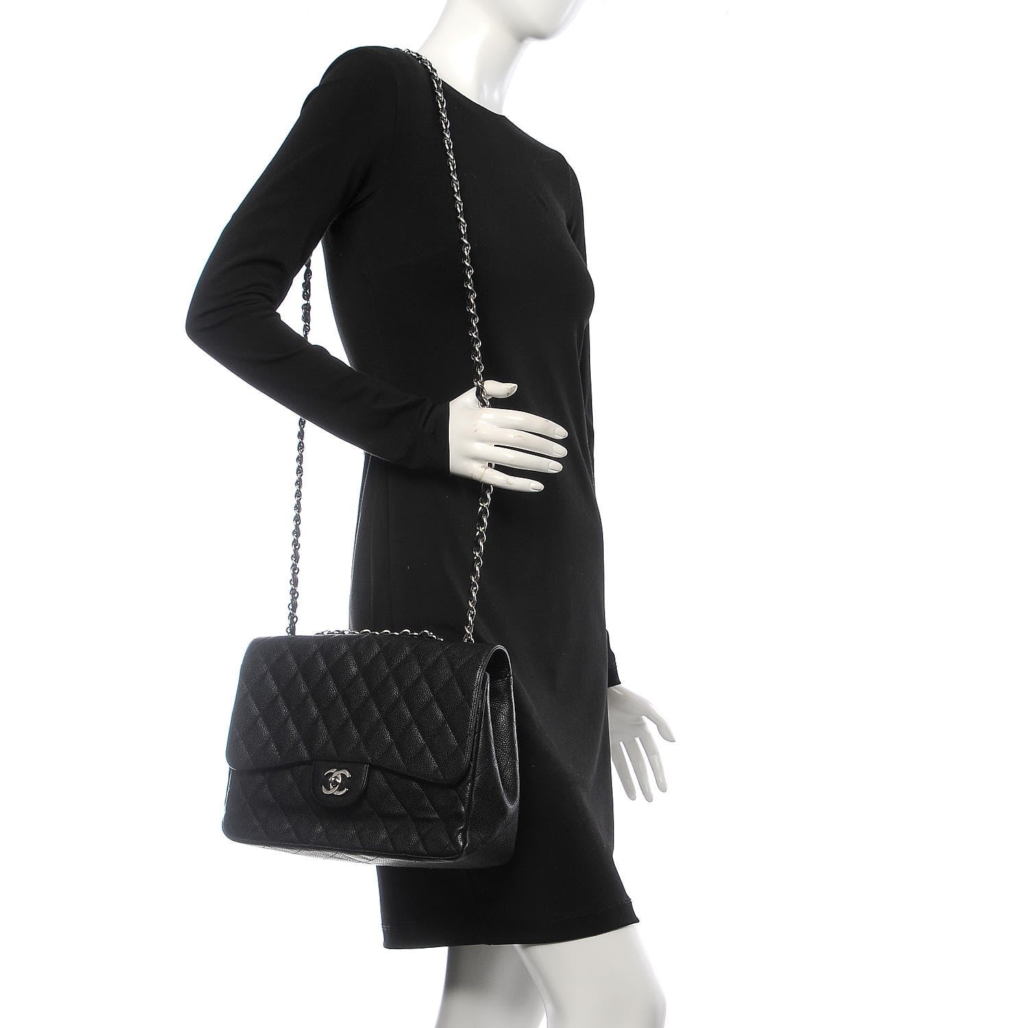 Chanel Caviar Quilted Jumbo Single Flap Black 2 of 9