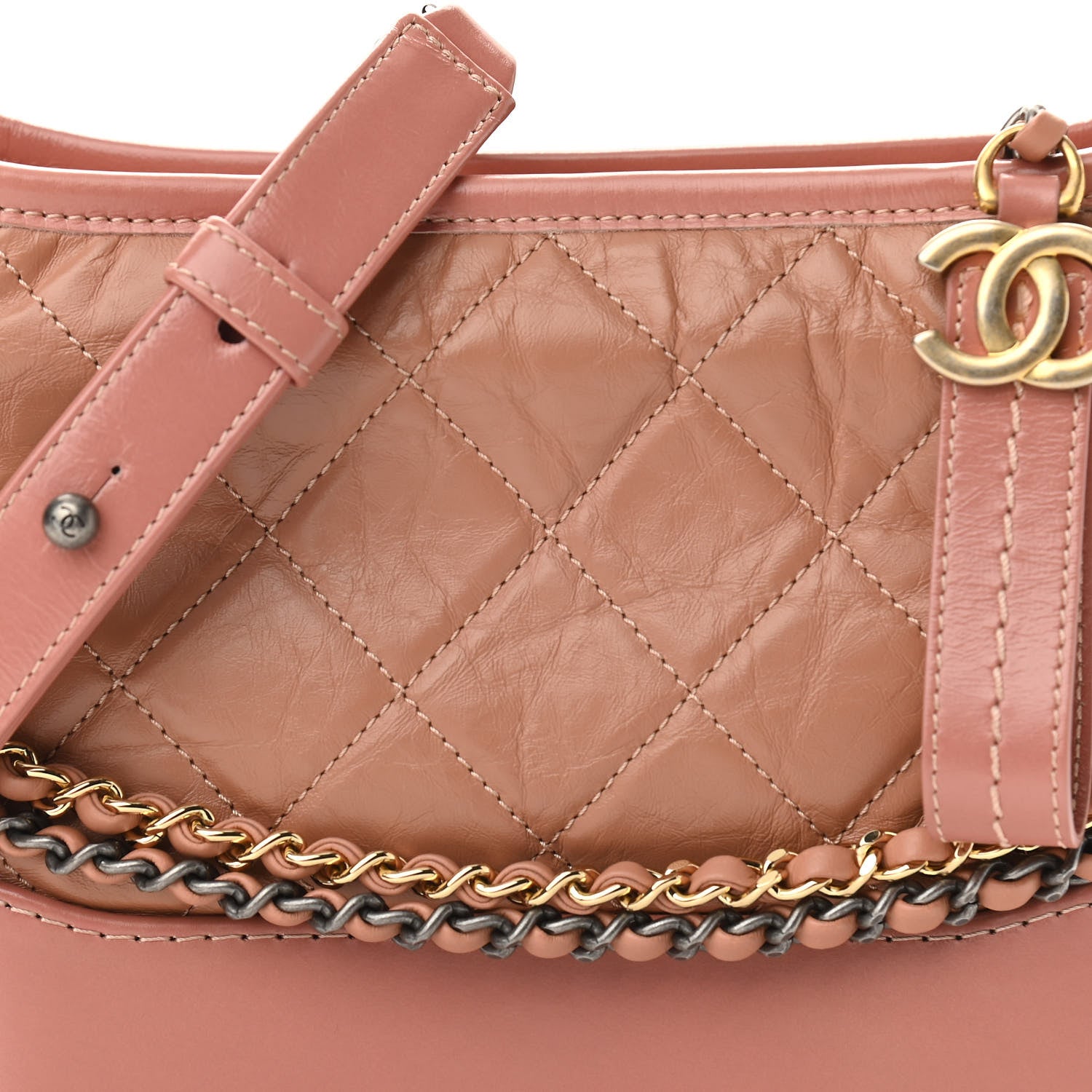 Chanel Aged Calfskin Quilted Small Gabrielle Hobo Pink 8 of 10