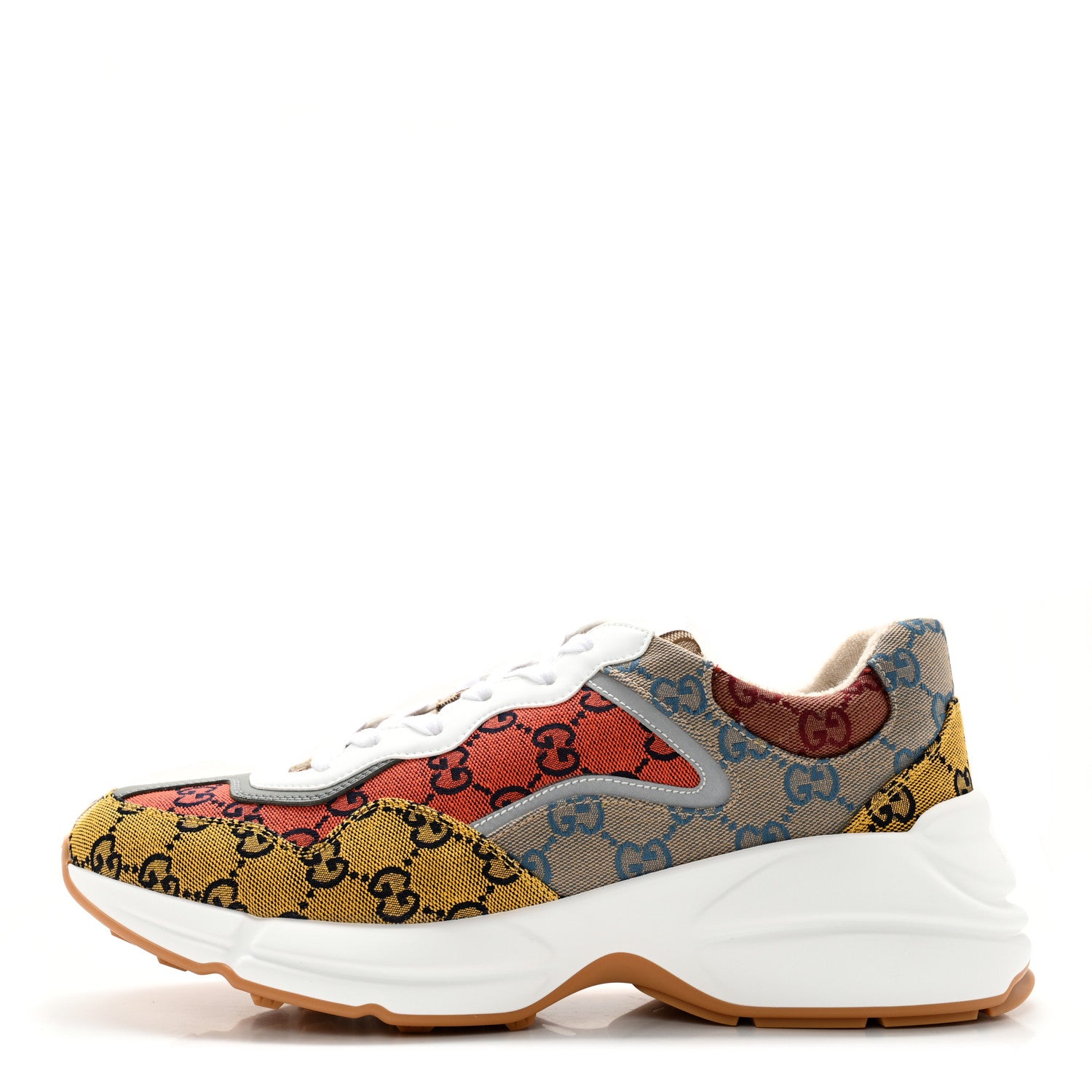 Gucci Monogram Multicolor Mens Rhyton Sneakers 10 Yellow Blue Great White Tabasco 1 of 10