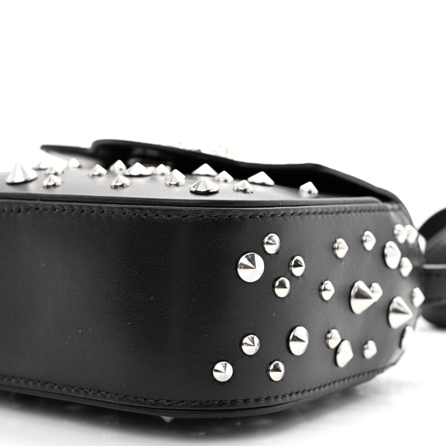 Grained Calfskin Spiked Micro La Medusa Bag Black