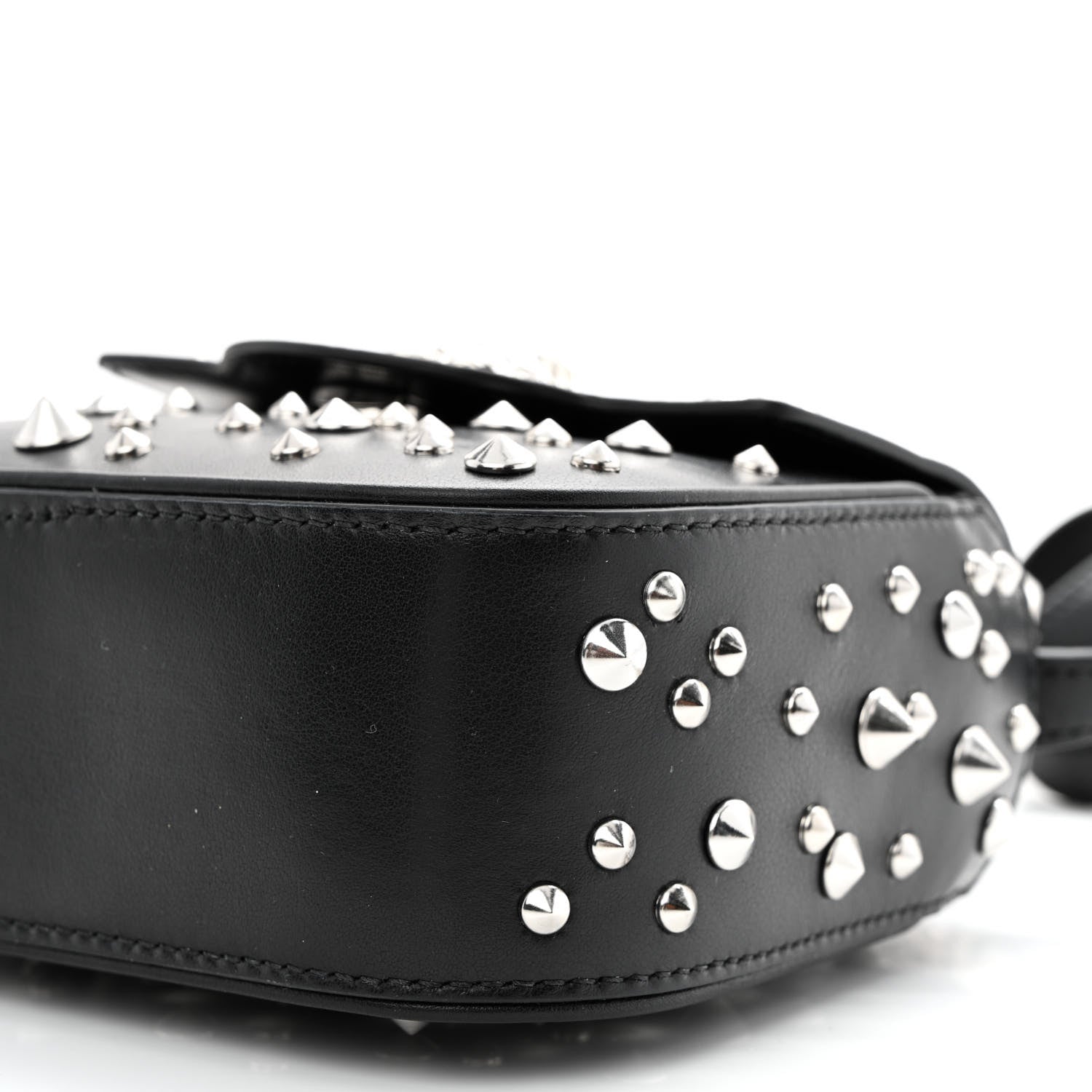 Versace Grained Calfskin Spiked Micro La Medusa Bag Black 10 of 10