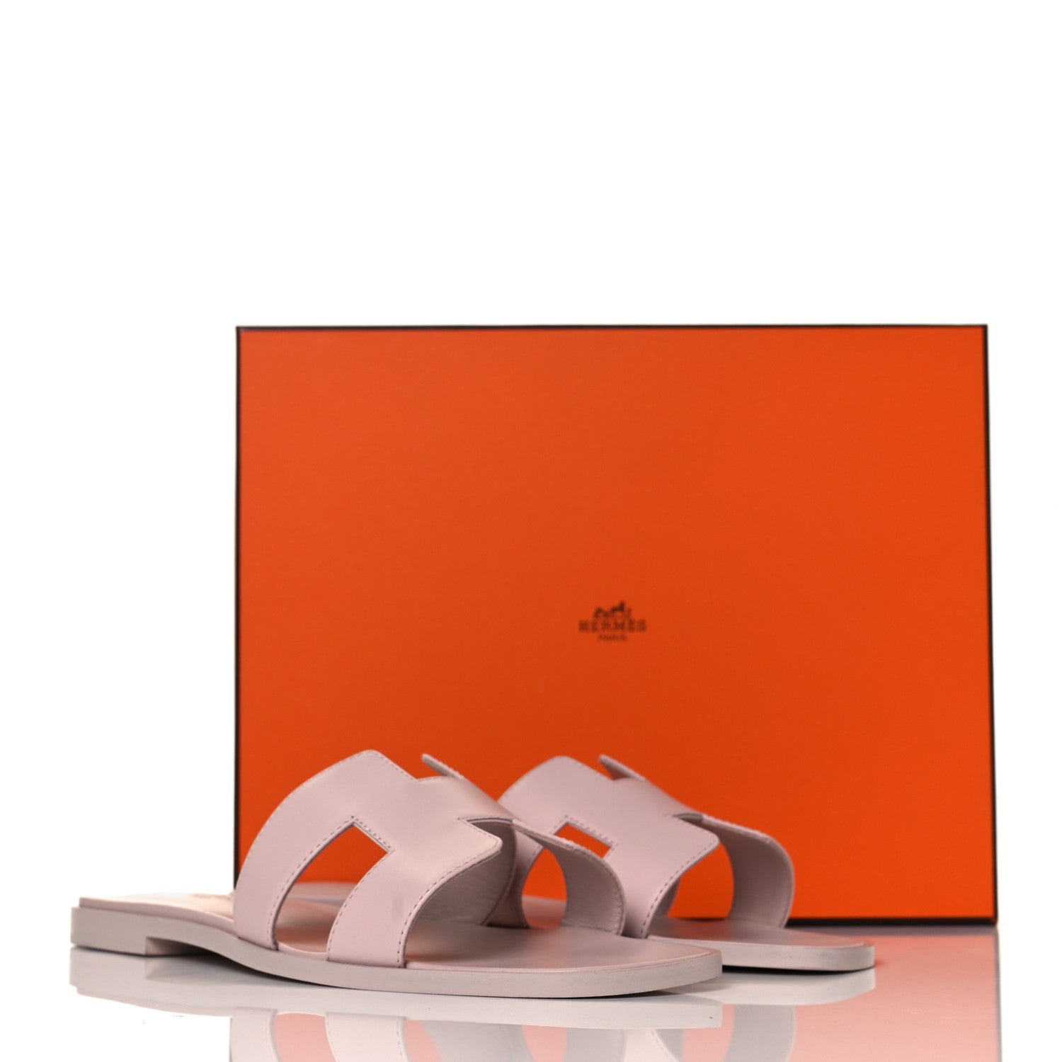 Hermes Box Calfskin Oran Sandals 39 Rose Pale 10 of 10