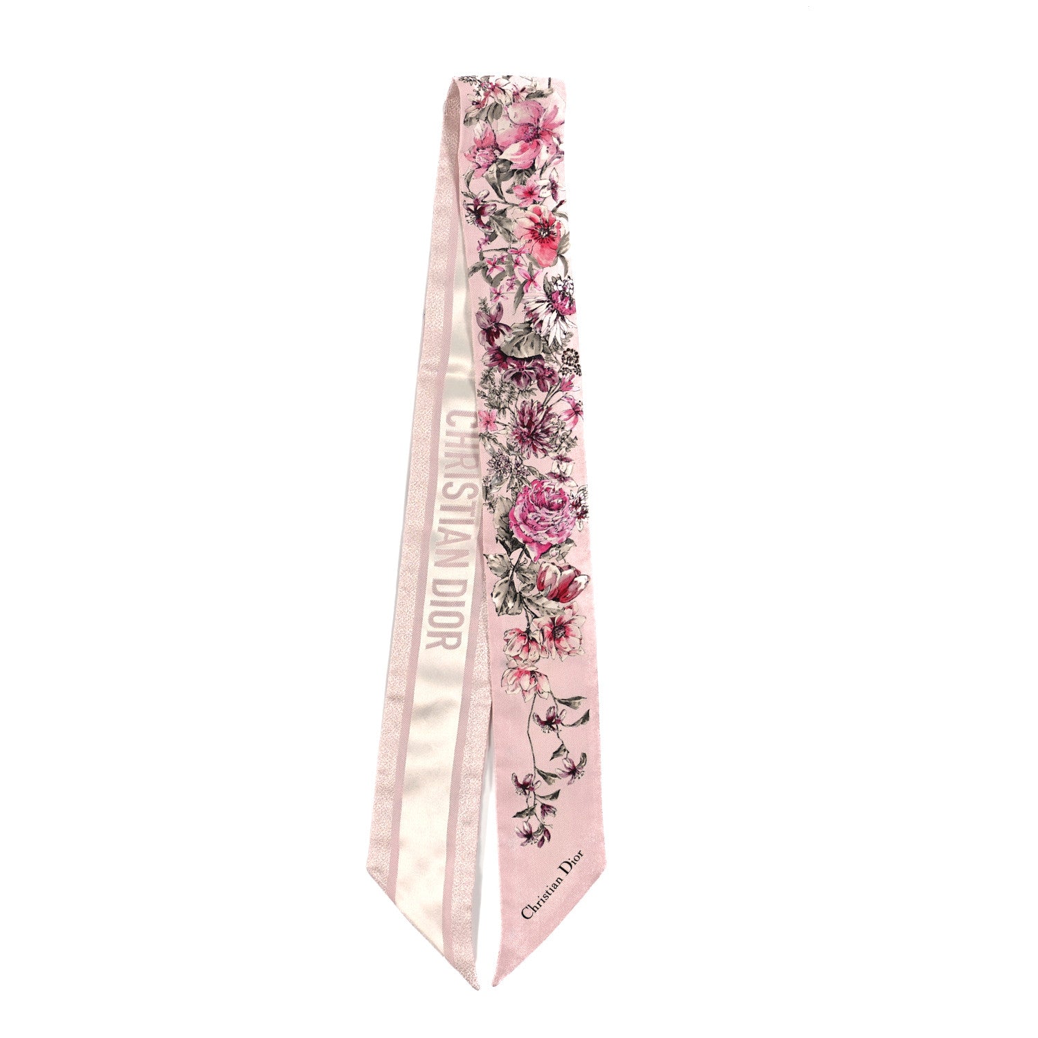Christian Dior Silk Floral Mitzah Scarf Rose 2 of 3
