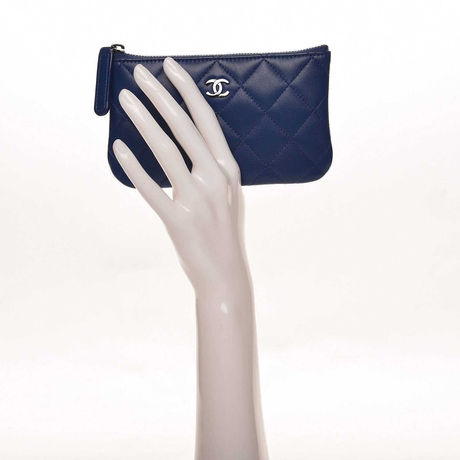 Chanel Lambskin Quilted Coin Purse Case Navy 2 of 8