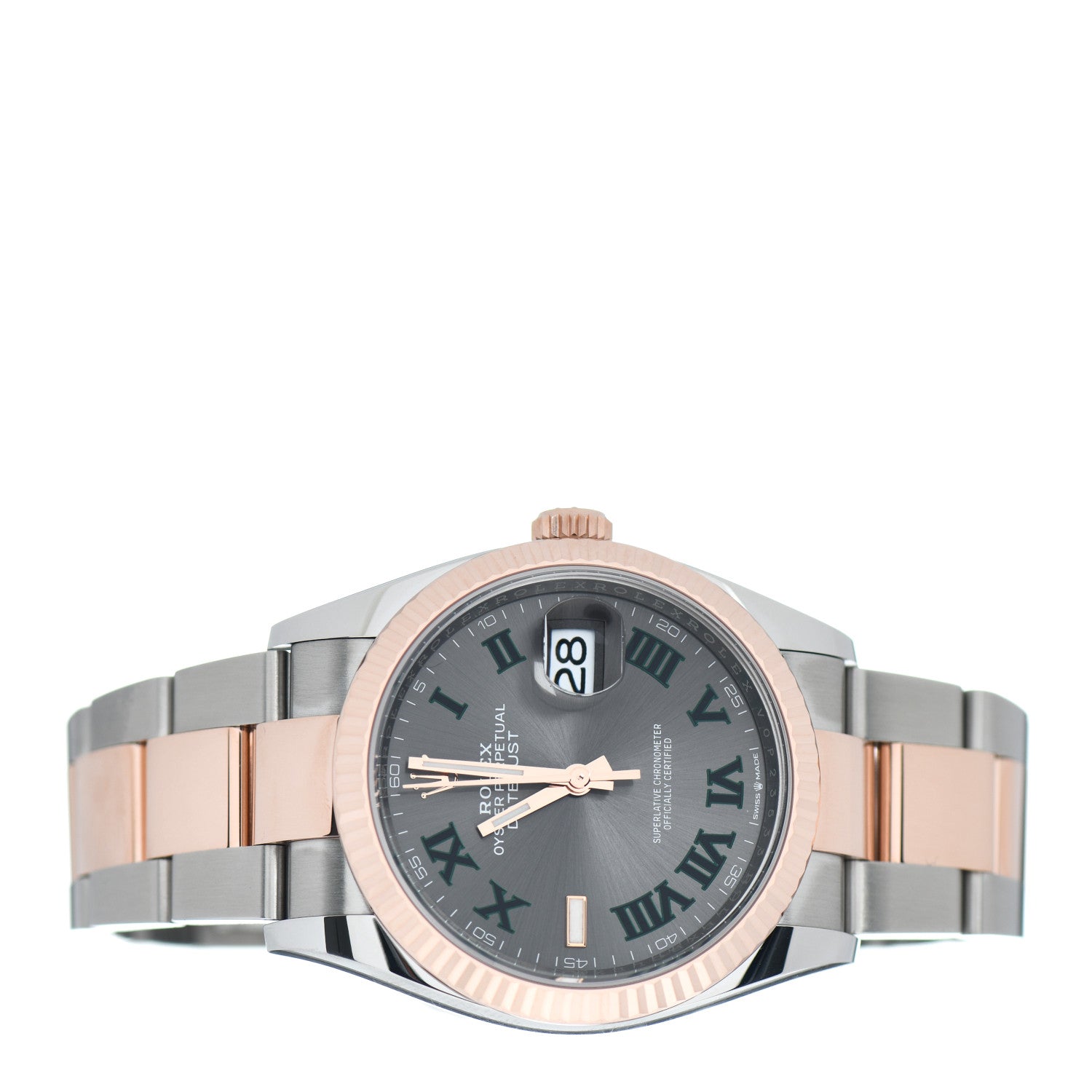 Rolex Stainless Steel 18K Everose Gold 36mm Oyster Perpetual Wimbledon Datejust Watch Slate 126231 2 of 5