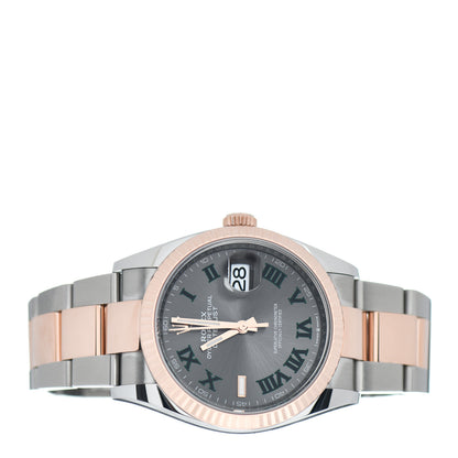 Rolex Stainless Steel 18K Everose Gold 36mm Oyster Perpetual Wimbledon Datejust Watch Slate 126231 2 of 5
