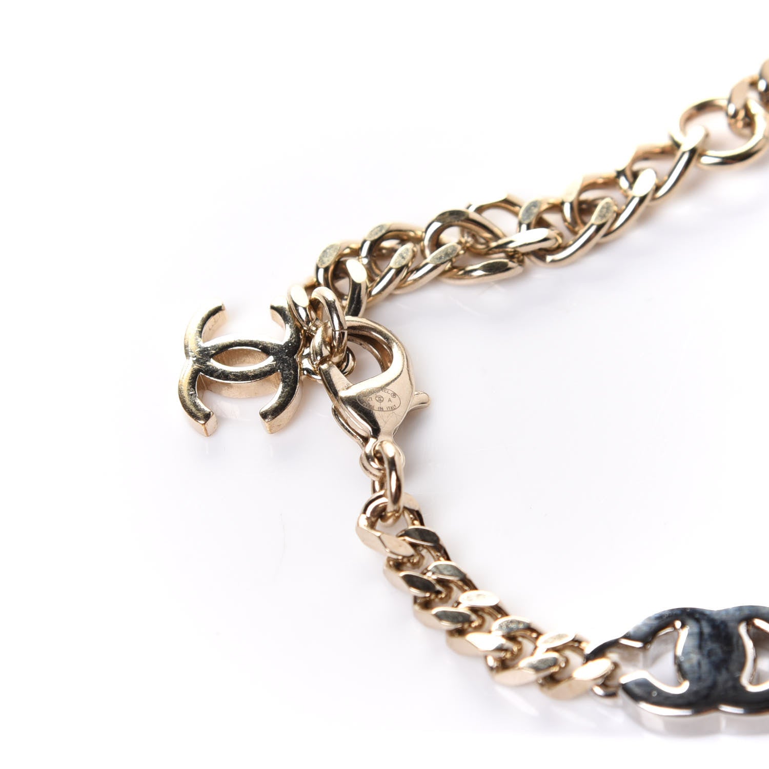 Chanel Crystal CC Chain Bracelet Gold Silver 4 of 5