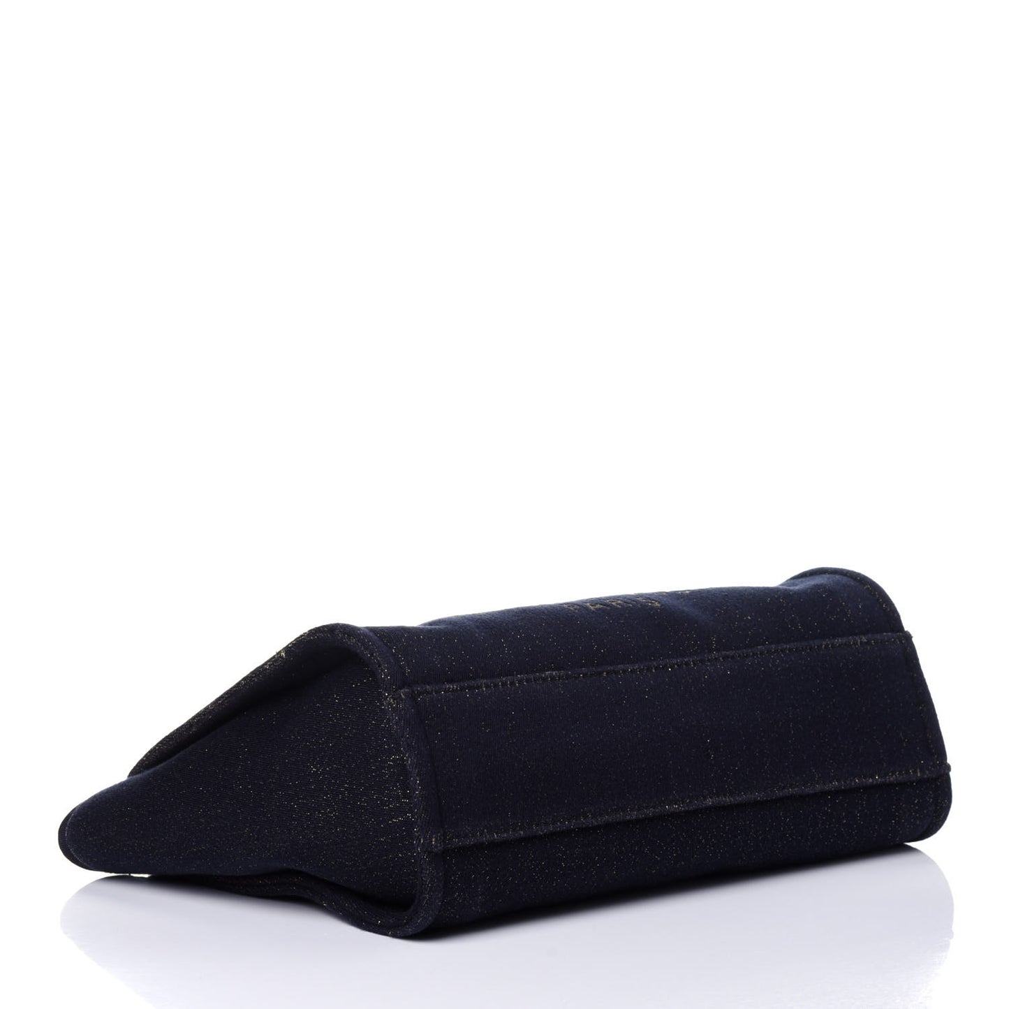 Lurex Canvas Small Deauville Tote Navy Blue Gold