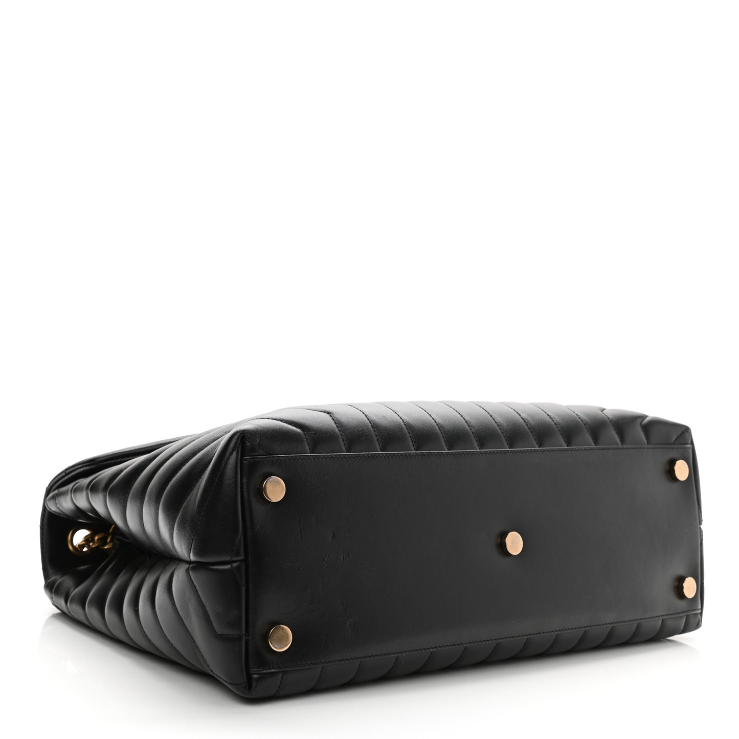 Calfskin Y Quilted Monogram Large Loulou Chain Satchel Black