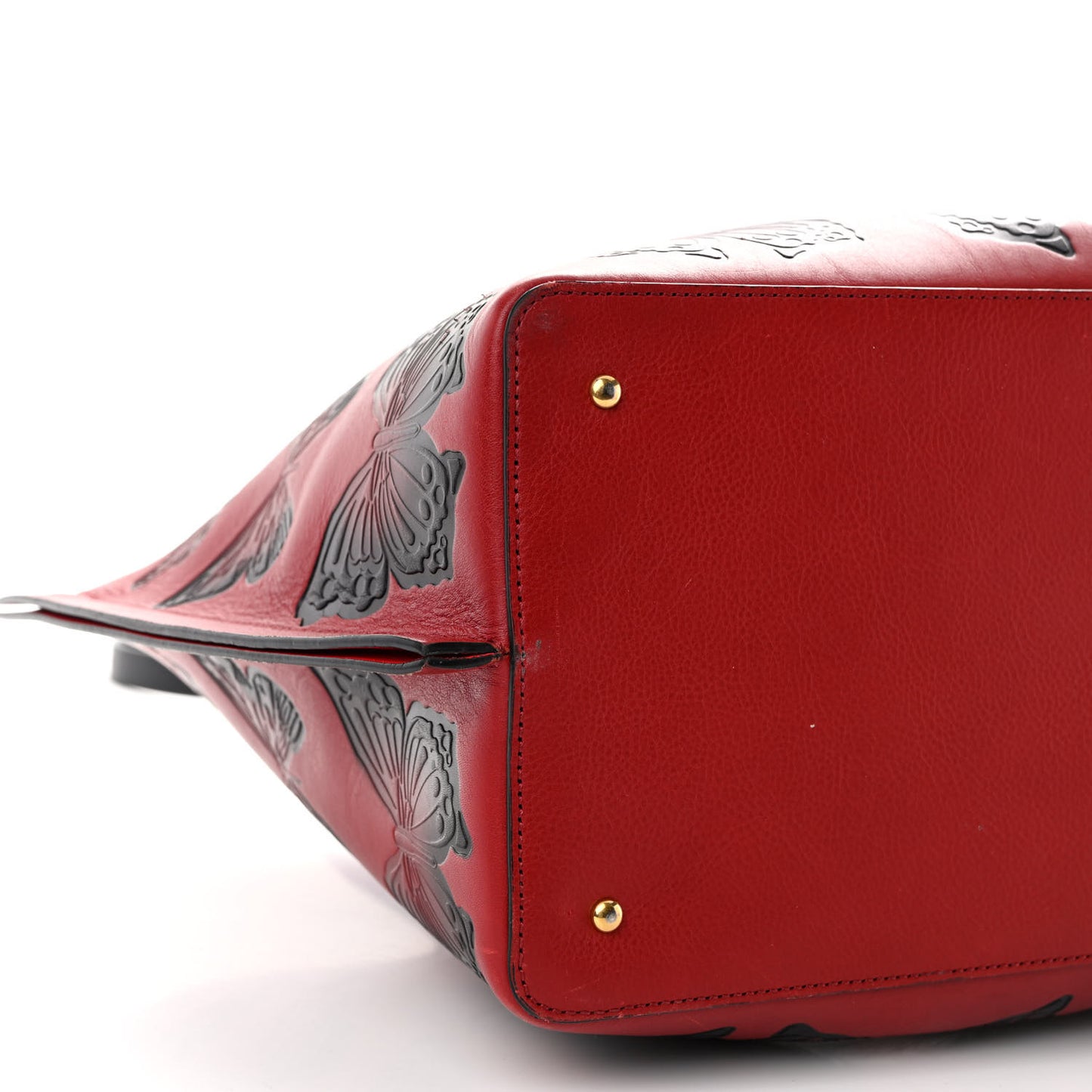 Grained Calfskin Butterfly Embossed Medium VLogo Escape Shopper Bag Red Black