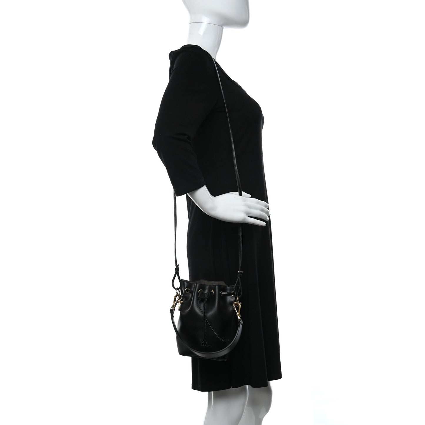 Vitello Liberty Lucido F is Fendi Mini Mon Tresor Bucket Bag Black