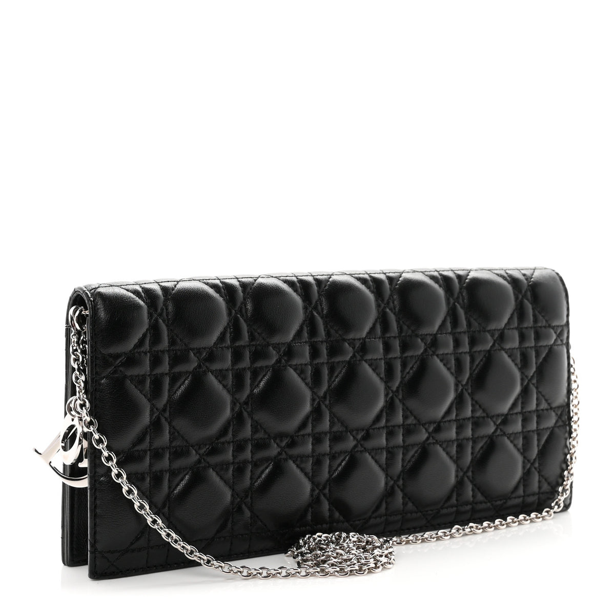 Lambskin Cannage Lady Dior Convertible Clutch Black
