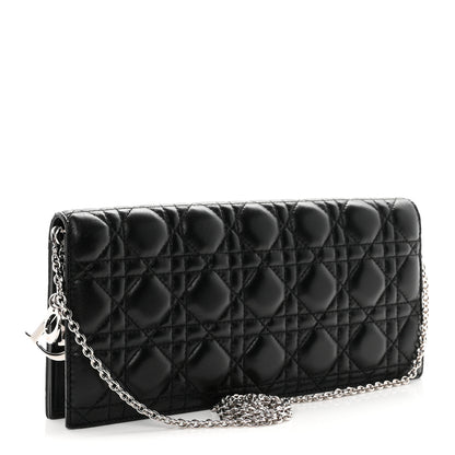 Christian Dior Lambskin Cannage Lady Dior Convertible Clutch Black 3 of 9