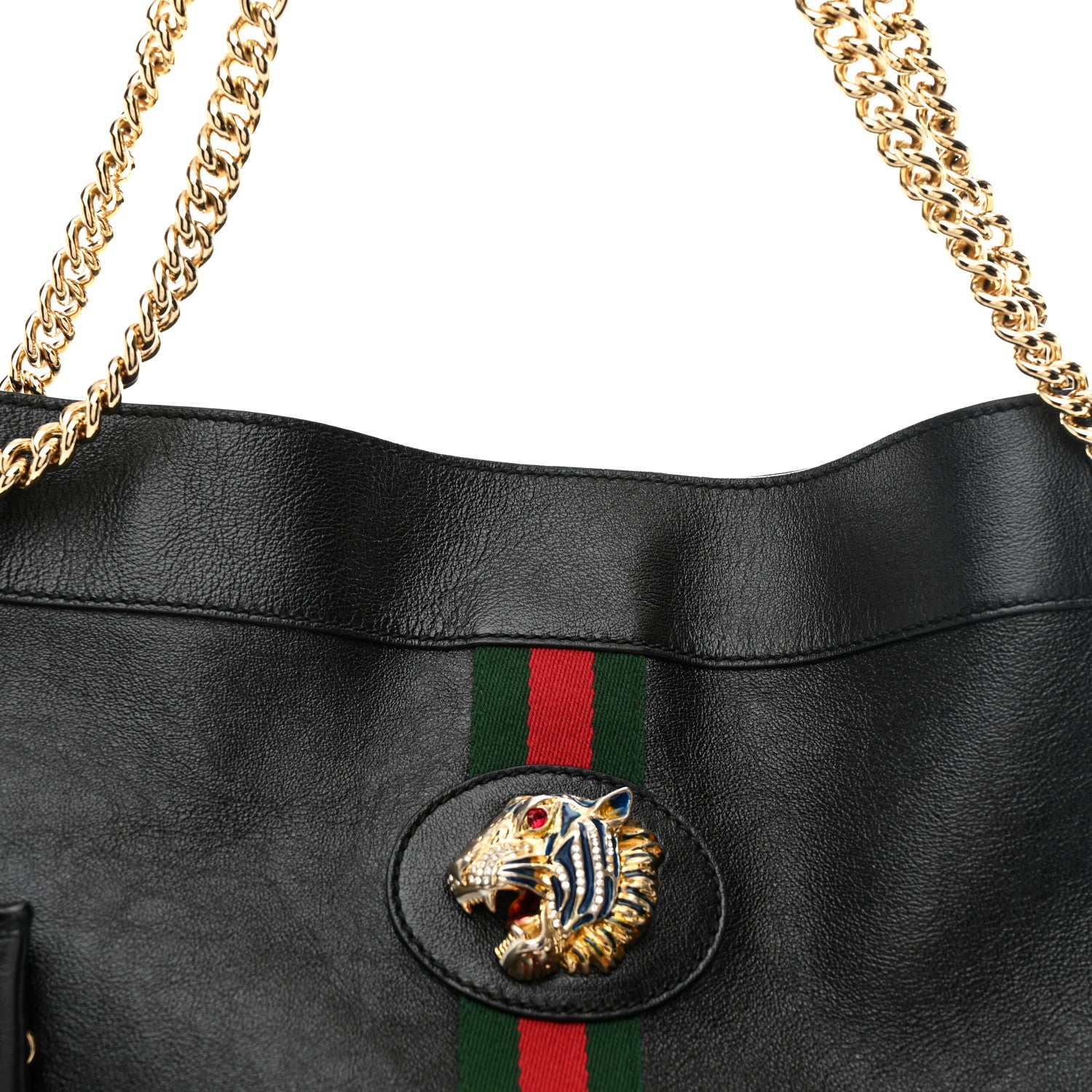 Gucci Calfskin Large Rajah Chain Tote Black 9 of 11
