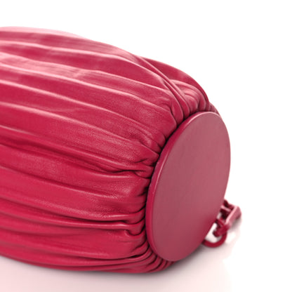 Loewe Lambskin Pleated Bracelet Pouch Chain Shoulder Bag Ruby Red Glaze 8 of 8