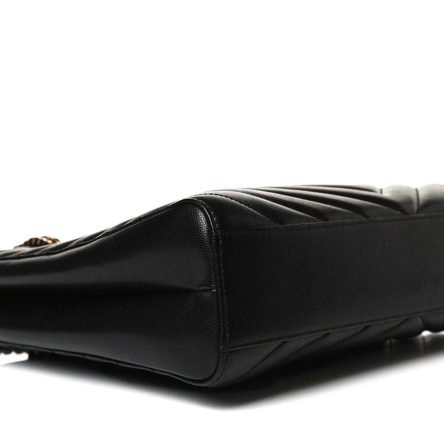 Grain De Poudre Matelasse Chevron Medium Tribeca Shopping Bag Black