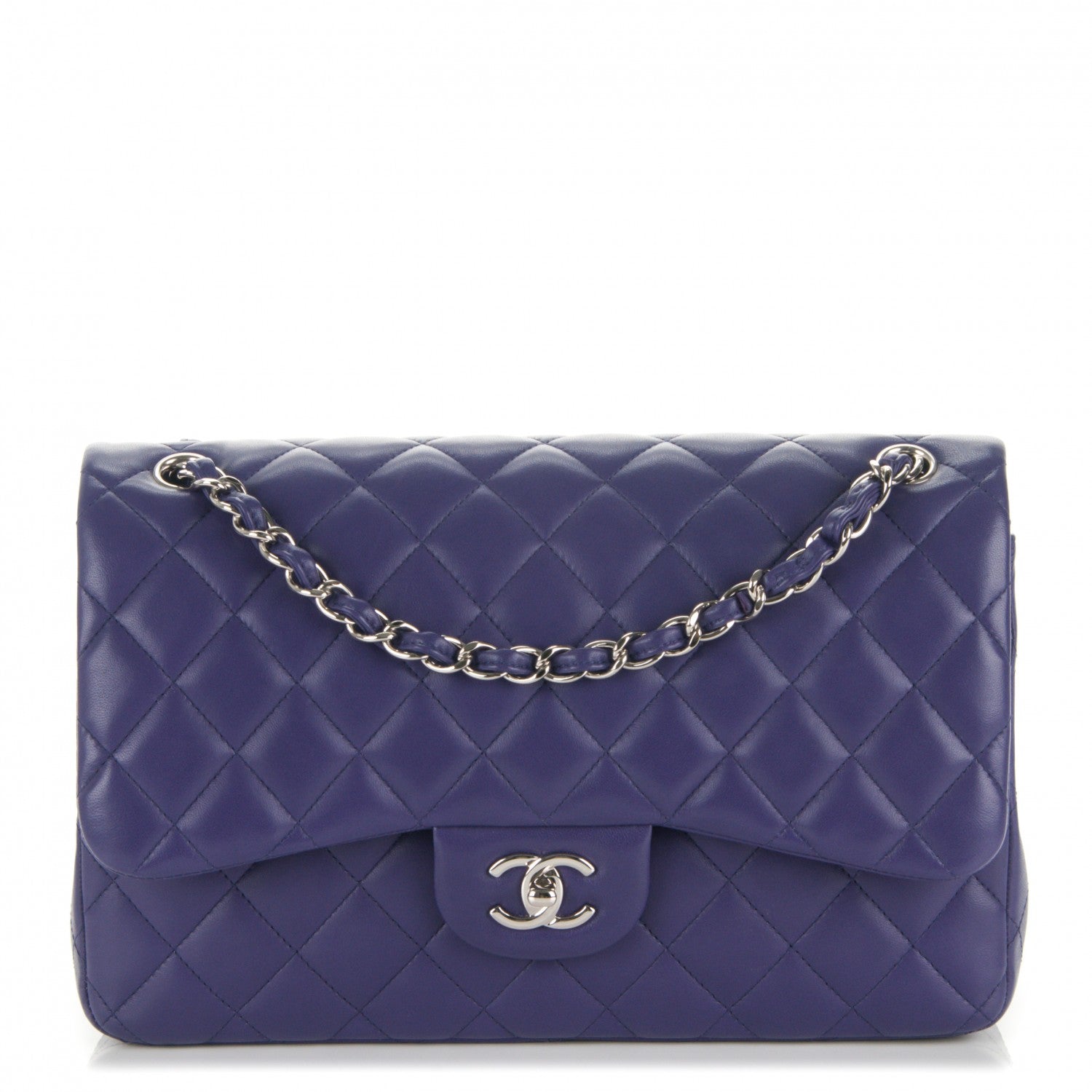 Chanel Lambskin Quilted Jumbo Double Flap Purple 1 of 7