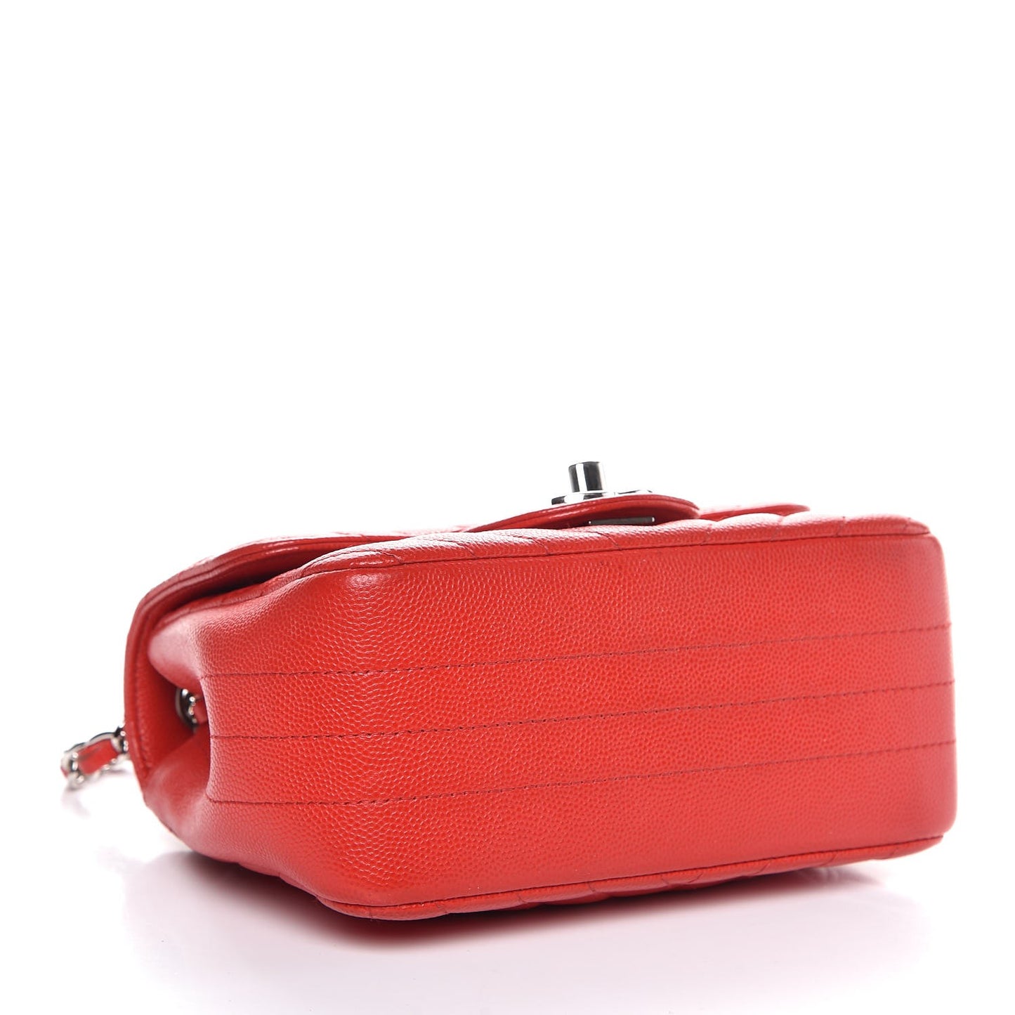 Caviar Chevron Quilted Mini Square Flap Red