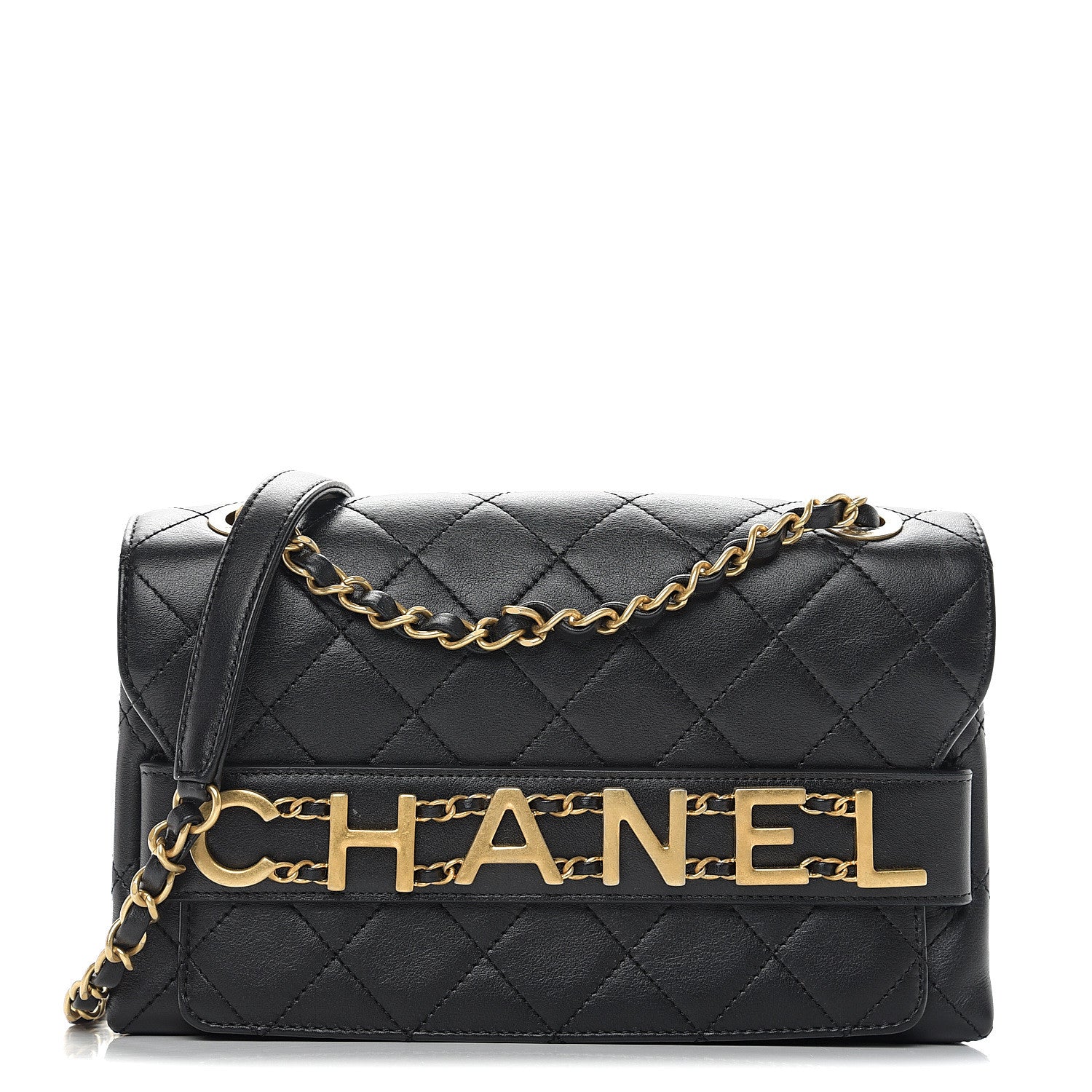 Chanel Calfskin Quilted Enchained Flap Black 1 of 9