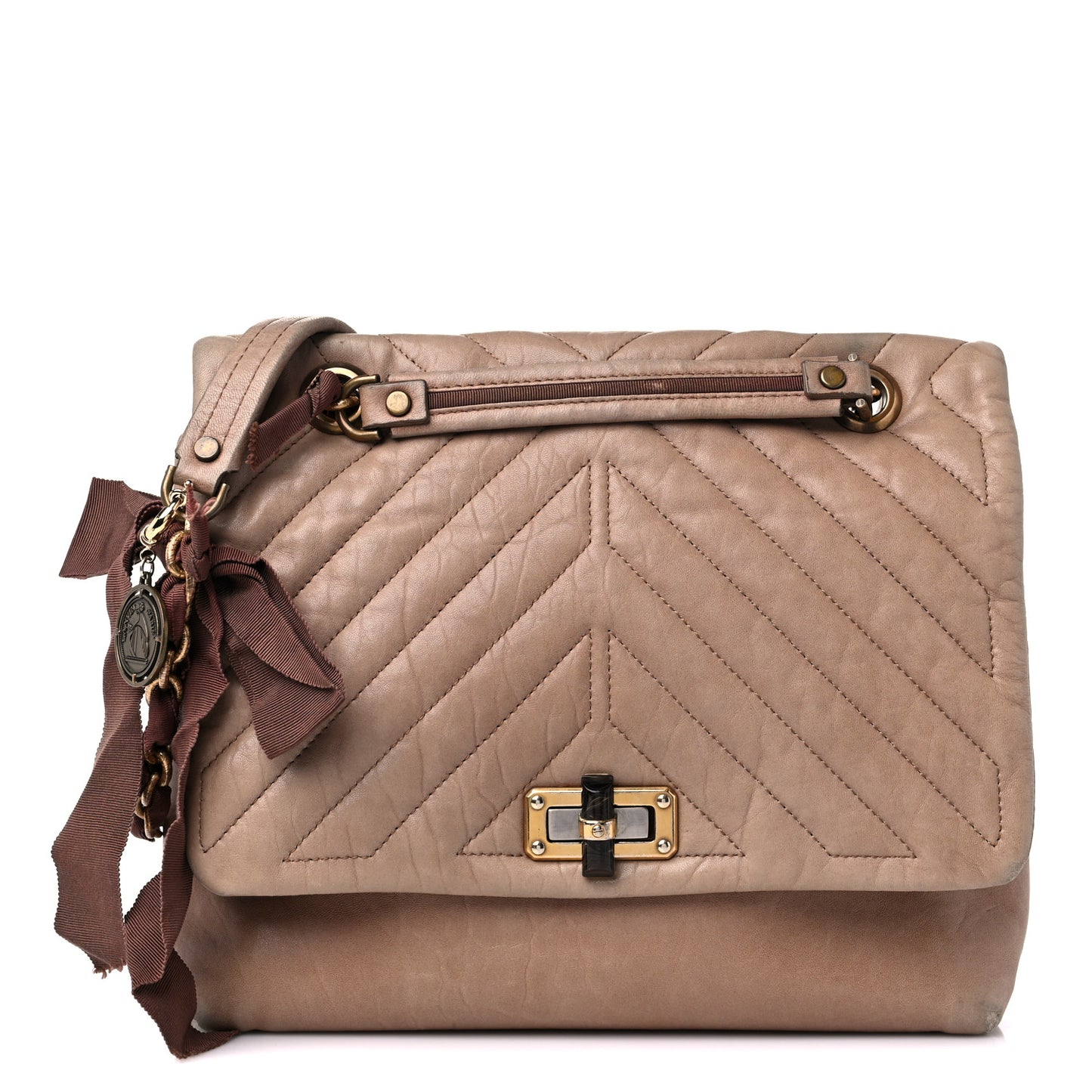 Lambskin Quilted Medium Happy Shoulder Bag Mastic