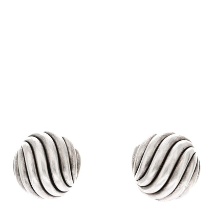 David Yurman Sterling Silver 17.5mm Sculpted Cable Stud Earrings 1 of 4