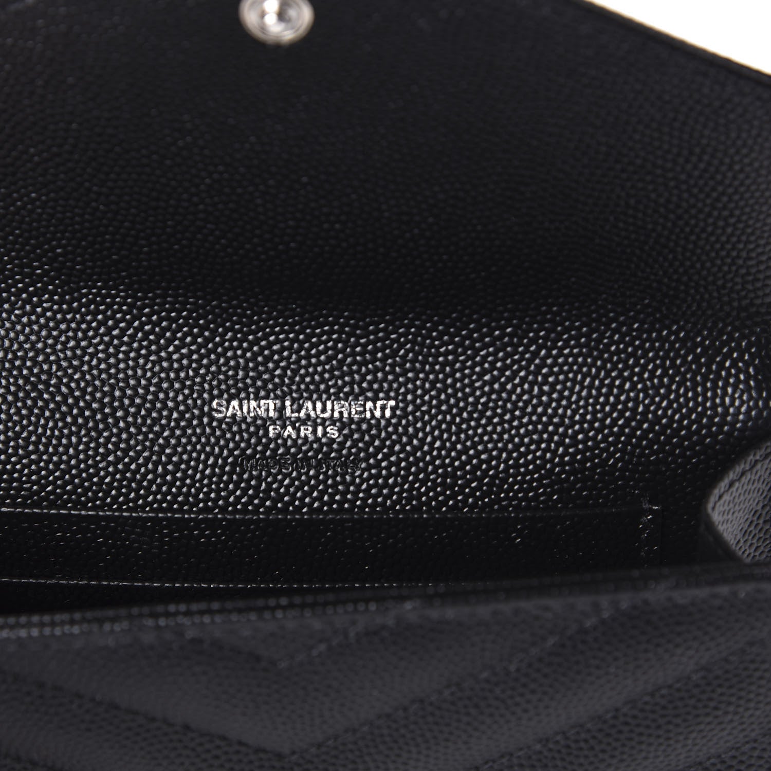 Saint Laurent Grain De Poudre Matelasse Chevron Small Monogram Envelope Wallet Black 6 of 8