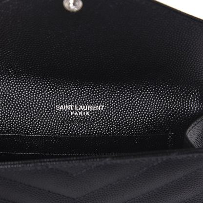 Saint Laurent Grain De Poudre Matelasse Chevron Small Monogram Envelope Wallet Black 6 of 8